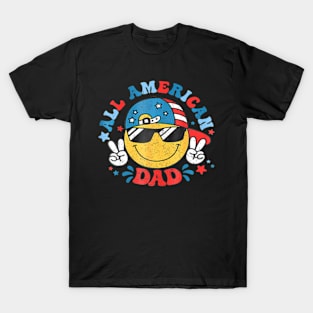 All American Dad 4th Of July Dad Smile Face Fathers Day T-Shirt